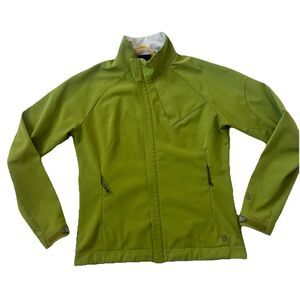 Mountain Hardwear Conduit Softshell Women M Jacket Full Zip Fleece Lined Green